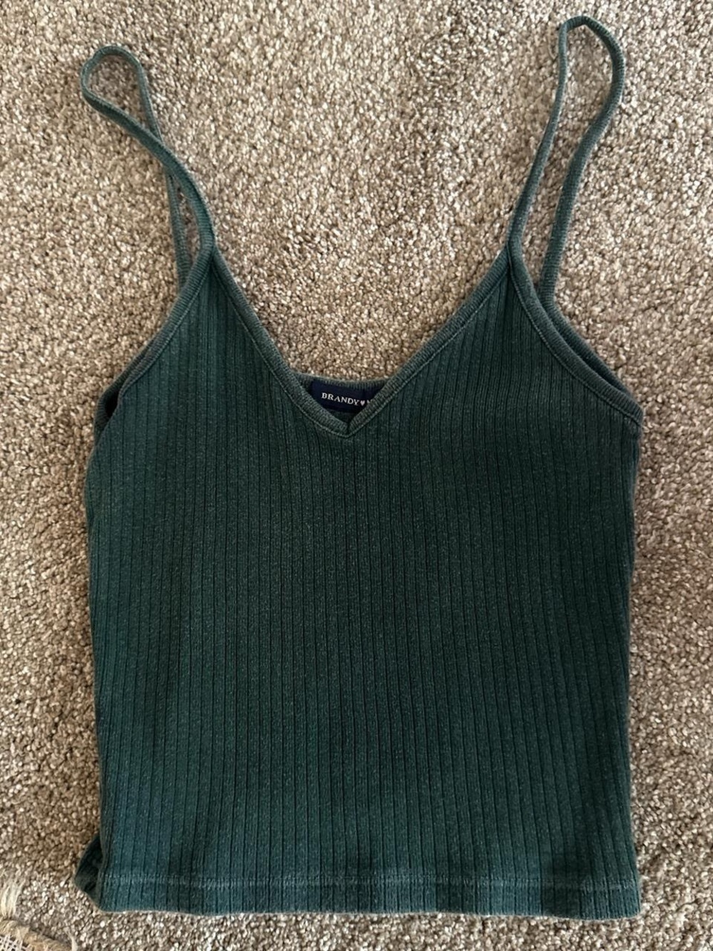 Brandy Melville Forest Green Ribbed V-Neck Cami